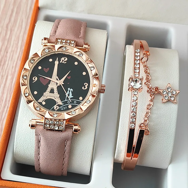 2024 Wholesale Gift  Women Watches Buckle Stylish Rose Gold Female Casual Quartz Wristwatch Unique Lady Girls Watch