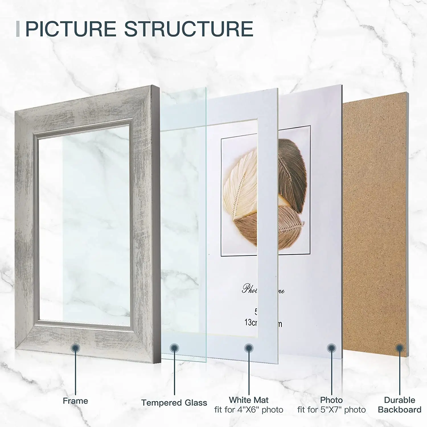 Rustic Style Retro Photo Frame with Tempered Glass Wall Mount and Tabletop Display Family Friends Wedding Gift Retro Photo Frame