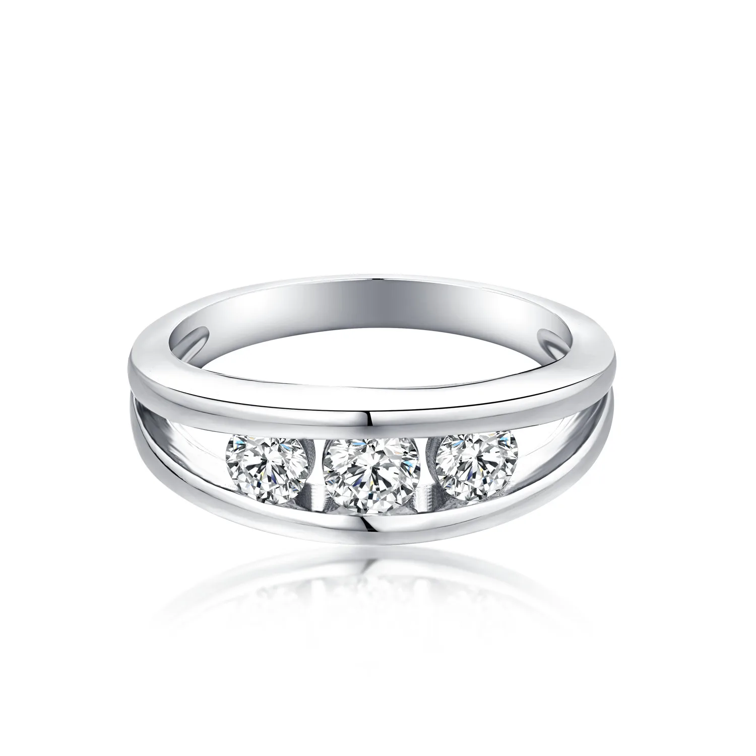 925 Sterling Silver Three Stone Rings CZ Eternity Engagement Wedding Band Ring