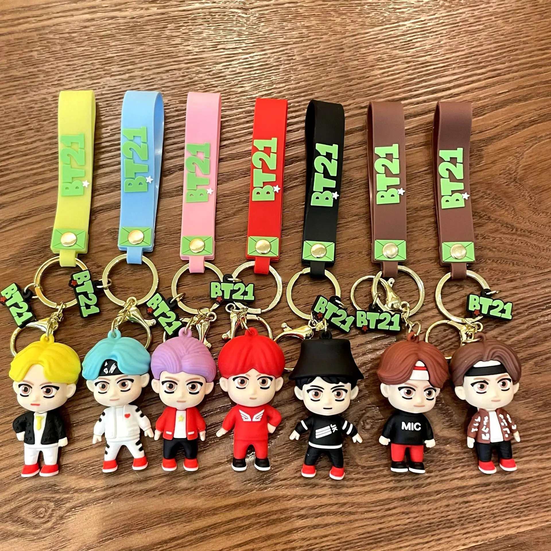 3D PVC kawaii cute cartoon character keyring keychains ring Youth League bts keychain