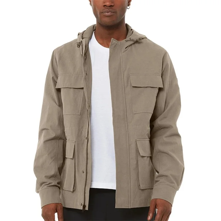 OEM custom fashion plain 4 pockets windproof outdoor cargo jacket for men