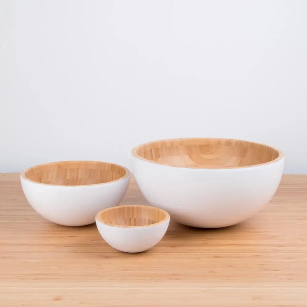 BAMBKIN Kitchen bamboo bowls salad natural salad bowl set fruit salad bowl