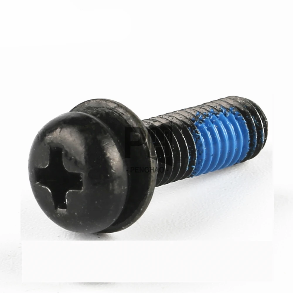 Custom Nylock Round Head Combination Screws Cross Flat and Spring Washer Black Zinc Nylon Patch Adhesive Anti-Loose Bolts