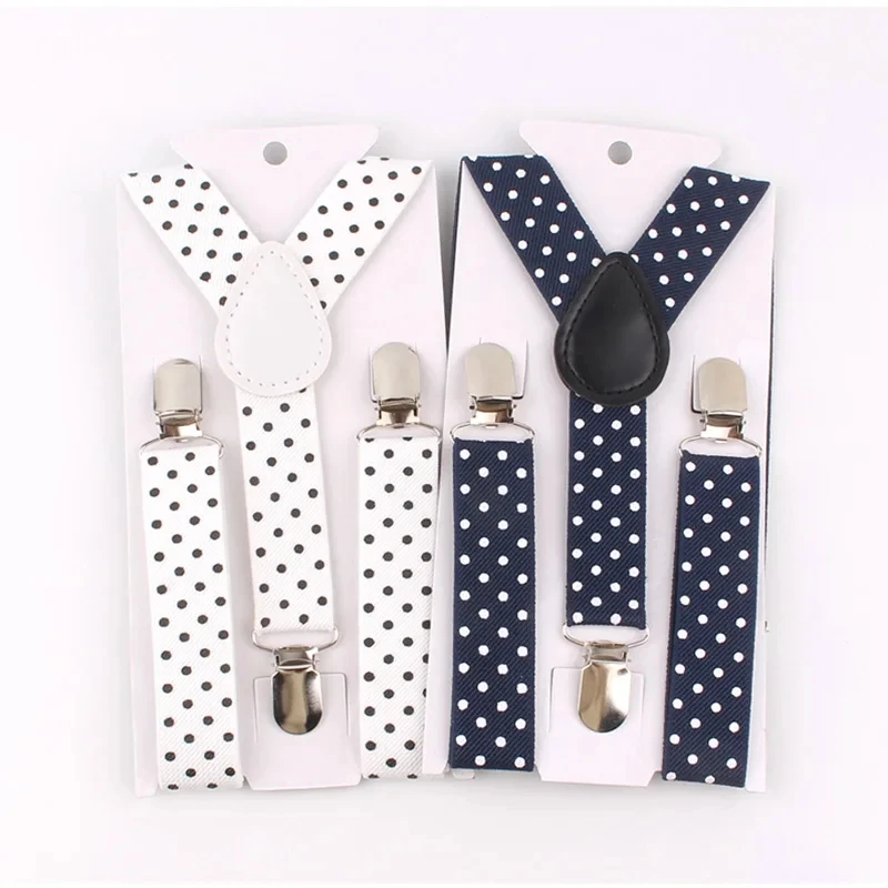 Fashion Polka Dot Colorful Children Belt Baby Boys Girls Suspenders Clip-on Y-Shape Braces Elastic Kids Adjustable 3 Clips Belts