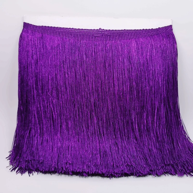 Wholesale 20CM Shiny Polyester Silky Chainette Lace Fabric Fringe Trim for Dancing Dress
