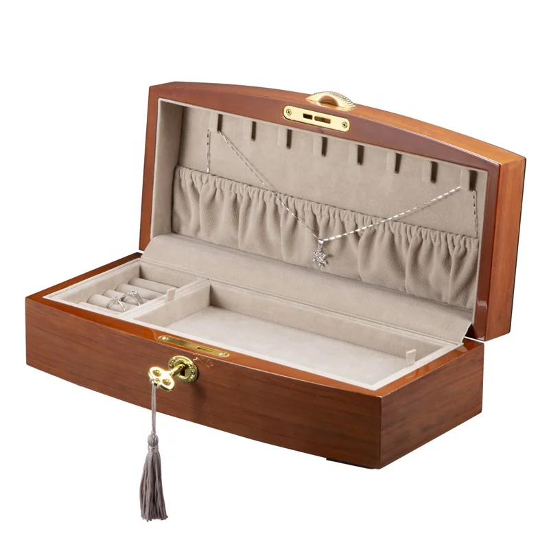 Высококачественная подарочная коробка для Драгоценностей из лакированного дерева с замком