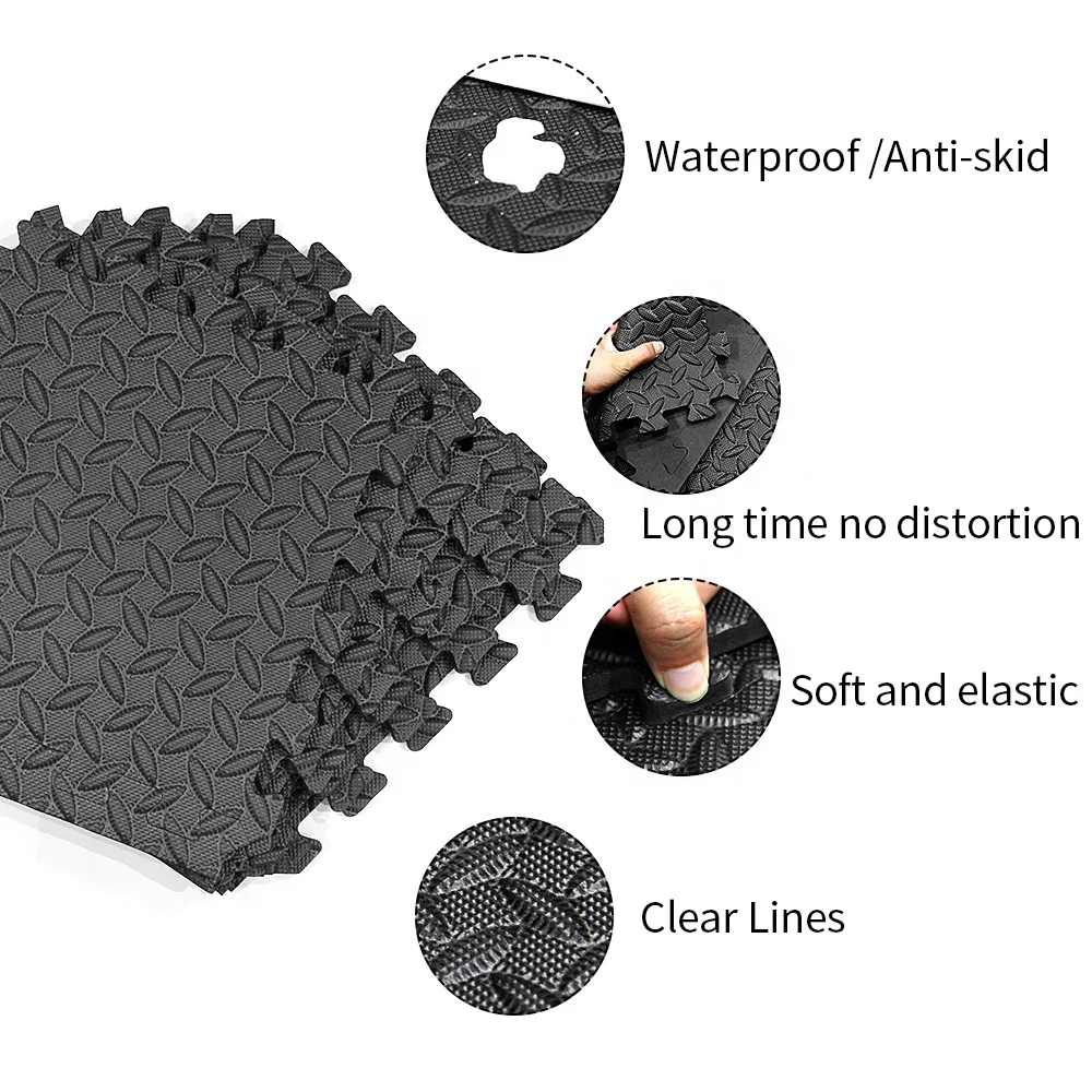 Linefar Fitness Leaf Pattern 30*30 Eva Foam Stitching Gym Mat Shock Absorption Thickening