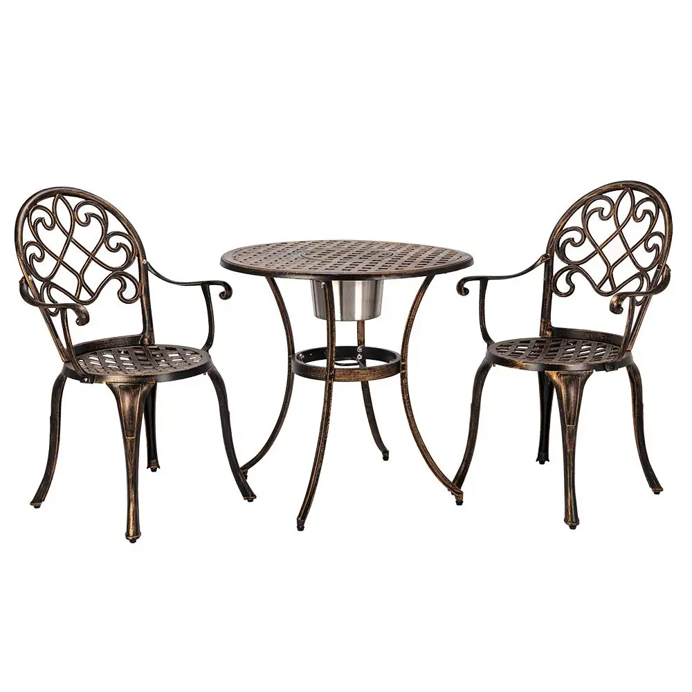 3 piece rose style outdoor garden furniture cast iron bistro chair