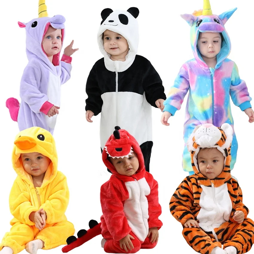 Infant Warm Halloween Costume Baby Winter Hooded Romper Halloween Dinosaur Panda Costume