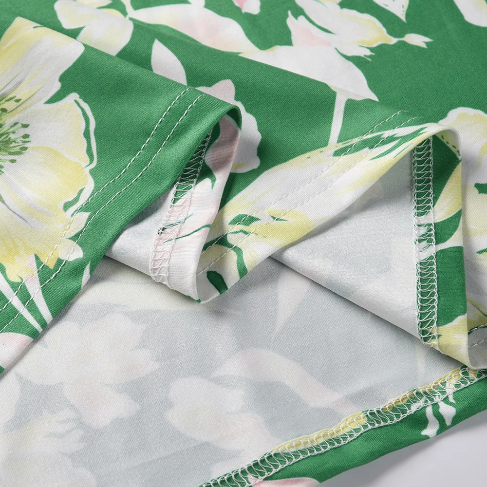 2023 Spring Summer Flower Printed Hawaii Dress Lady Sleeveless Patchwork Beach Vacation Long Women Maxi Casual Dresses