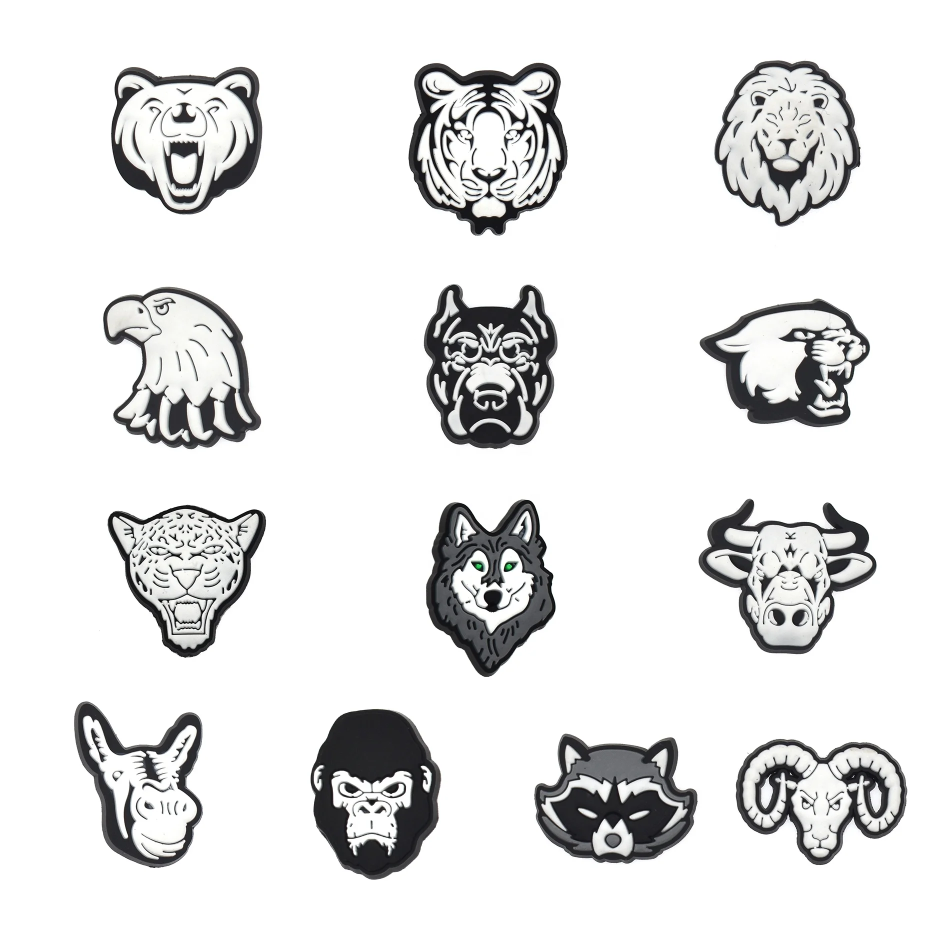 Hot Selling Soft Rubber Charms Shoes Black and White Animals Styled Shoe Accessories for Clog