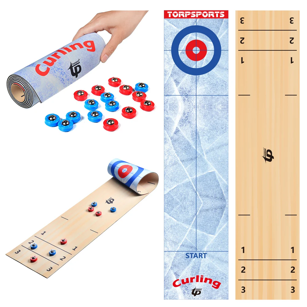 2 in 1 Table Top Shuffleboard and Curling Games with 8 Rollers-Great for Everywhere Fun,Easy and Quick to Set-Up TSP-1808