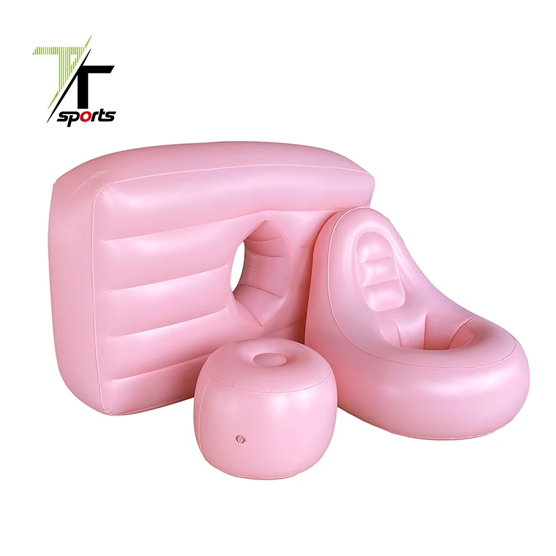 TTSPORTS Folding Lounger Sofa Flocking Lazy Couch Inflatable BBL Lounge Chair with Ottoman for Surgery