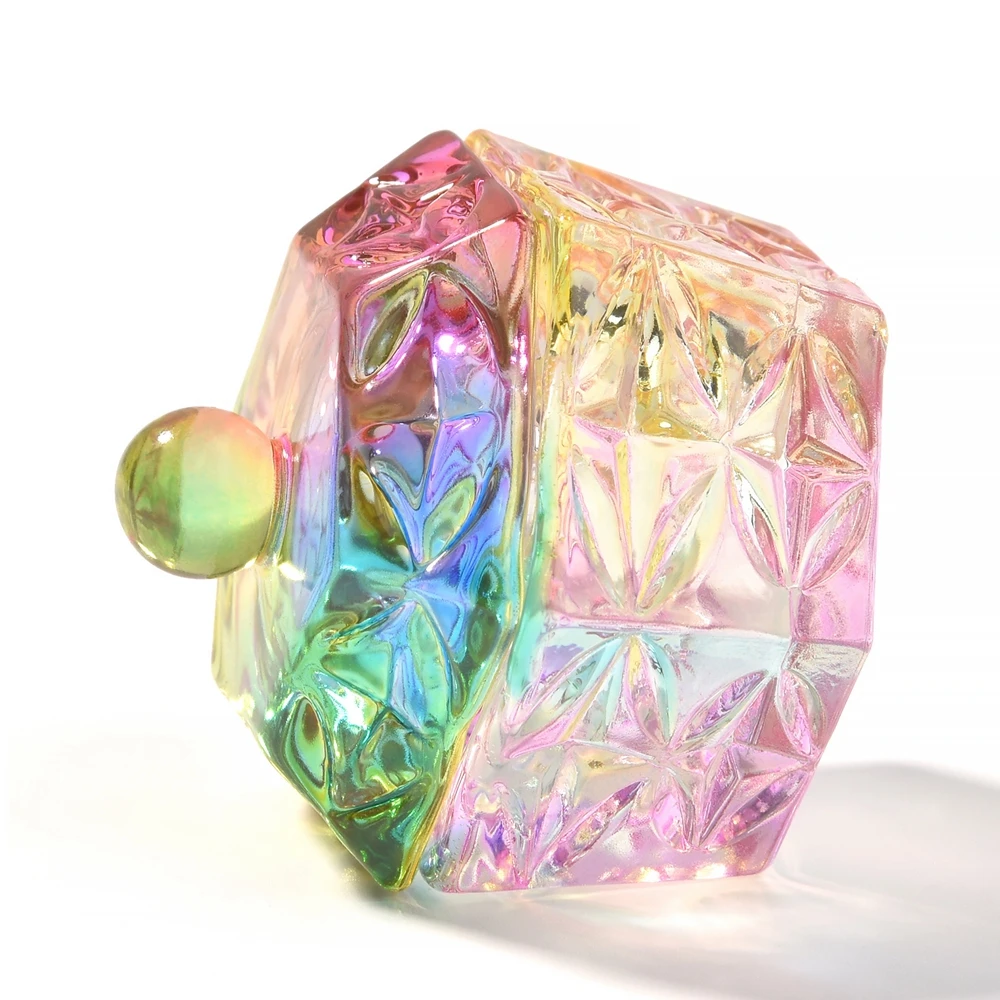 6pcs Colorful Iridescent Nail Art Dappen Dish Crystal Dappen Dish for Acrylic Liquid Glass Cups Container Nail Art Tools