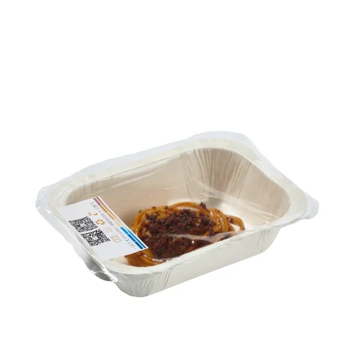 ovenable paper food tray with pressed edge