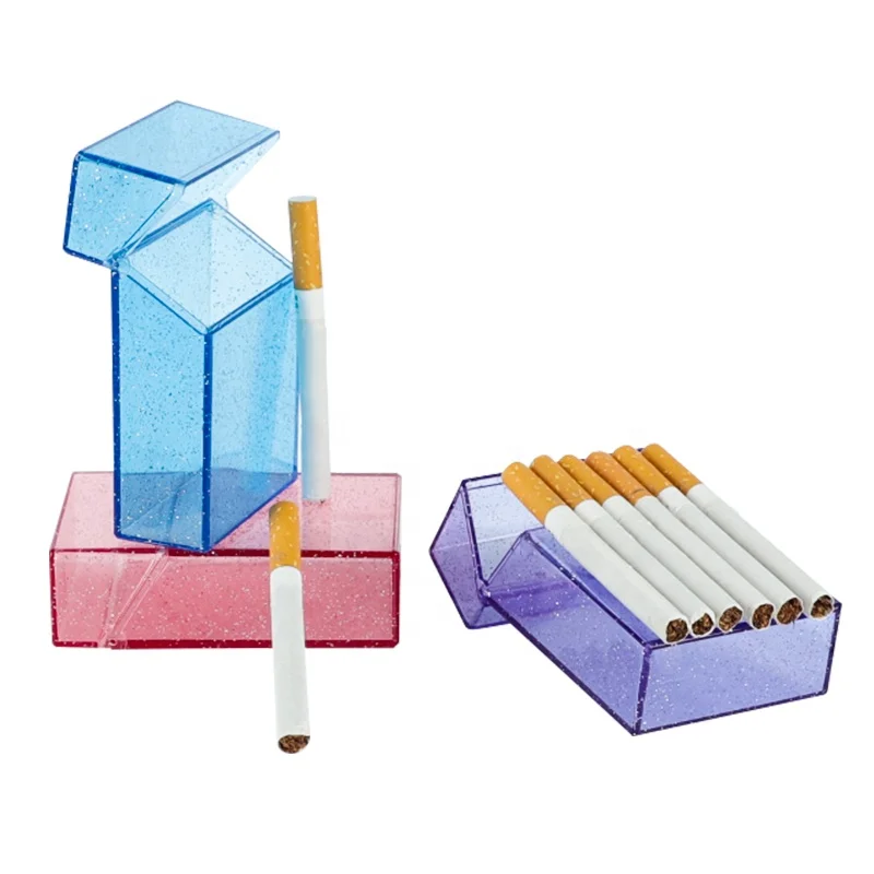 UKETA Wholesale Acrylic Transparent Plastic Cigarettes Holder Custom Cheap Cigarette Case for Promotion