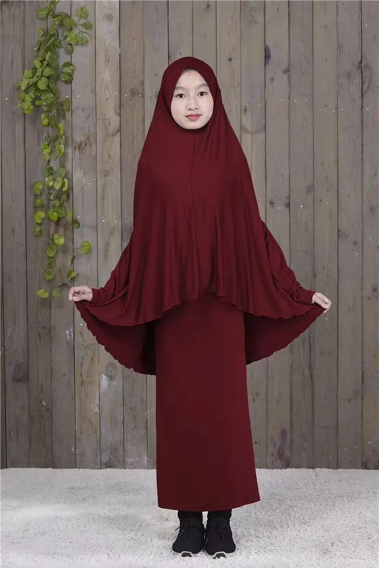2022 Dubai Hijab Muslim Child Long Abaya Girls Prayer Dress Student Arab Clothes Children Khimar Kids Islamic Clothing Wholesale