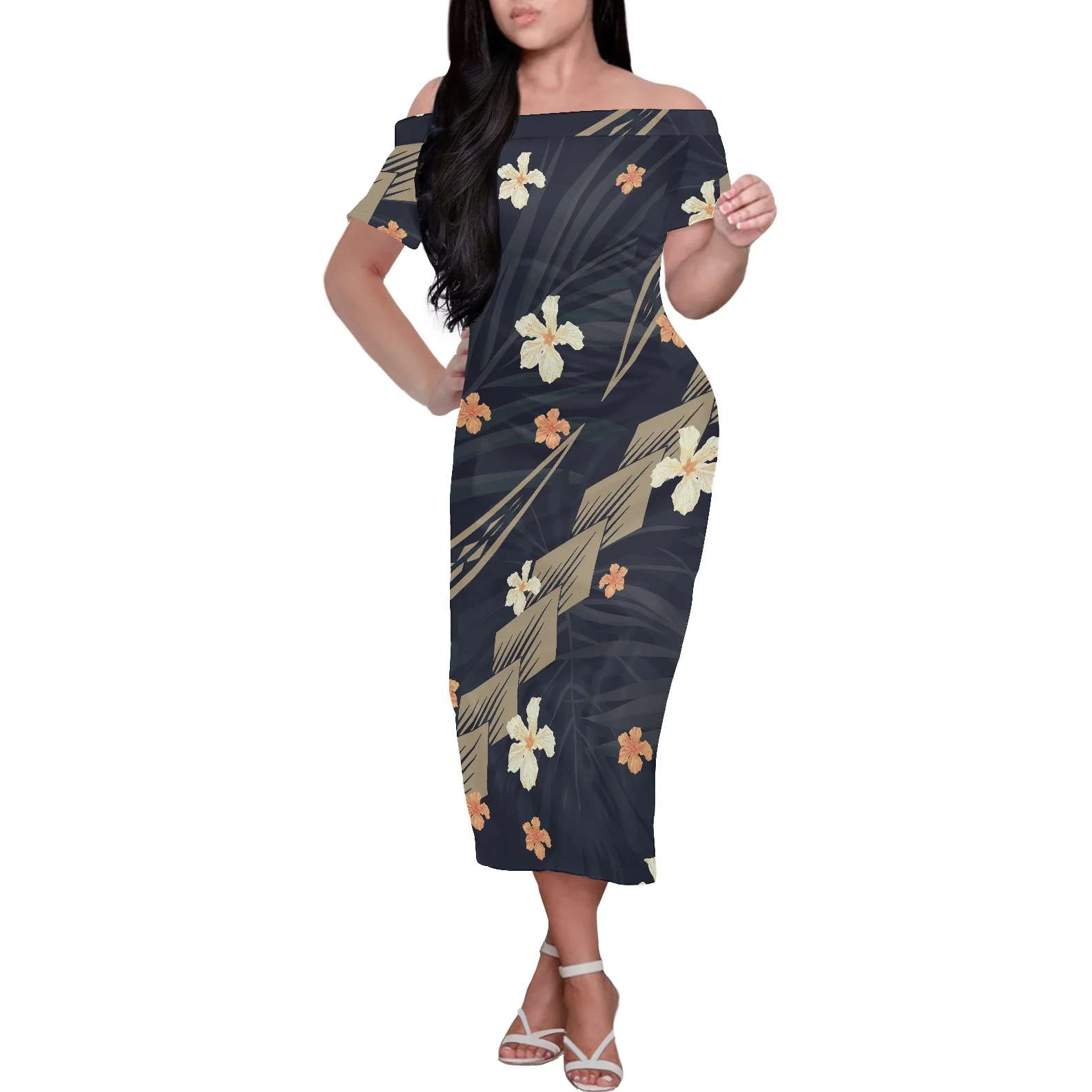 2022 polynesian dress women fashion off the shoulder maxi long dress online shoe wholesale in bluk private label women dresses