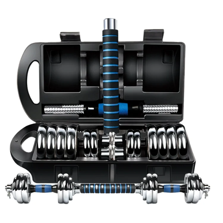 
Wholesale Electroplating Stand Cast Iron Steel 15Kg 20Kg Rubber Dumbbell Set Adjustable chrome dumbbell set 