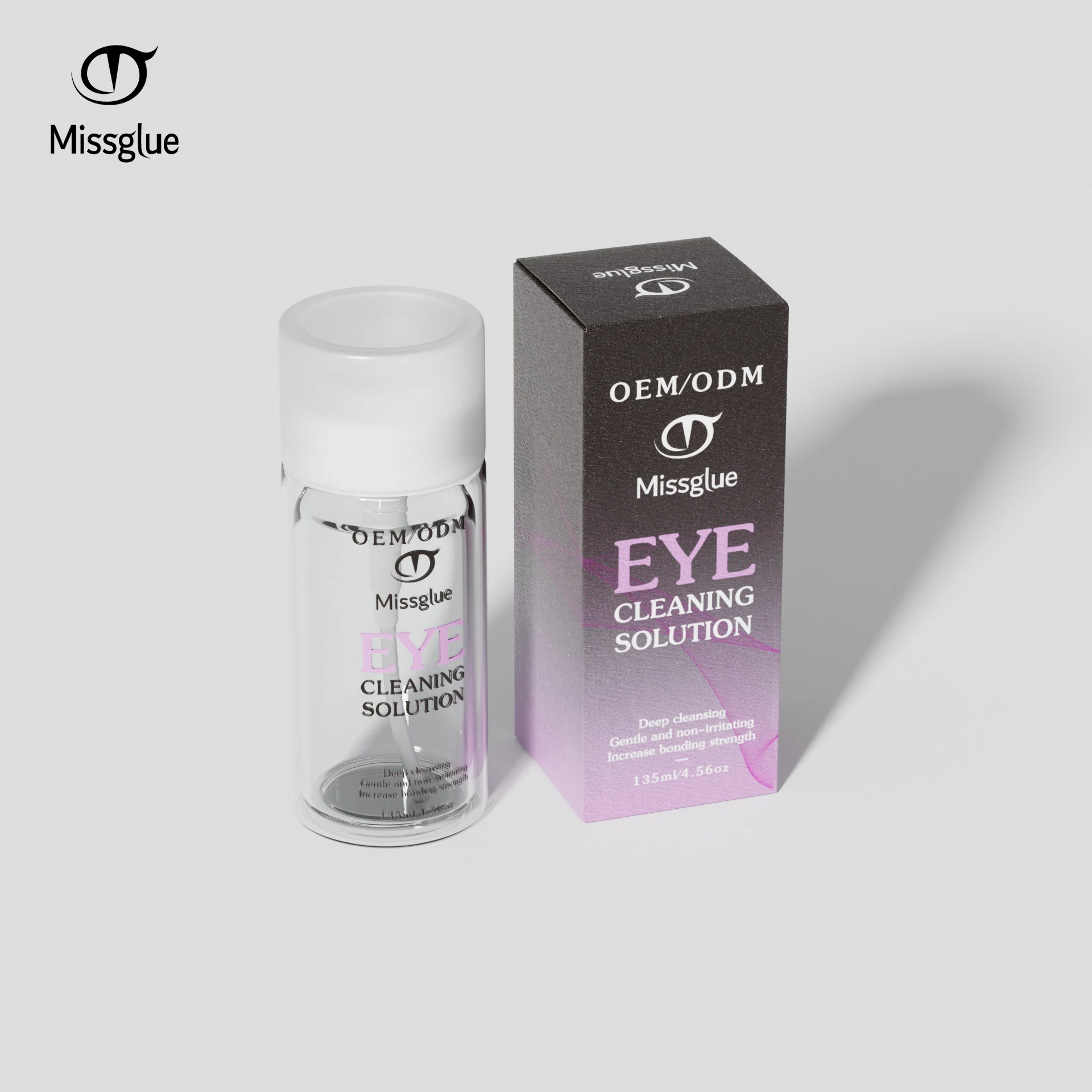 Missglue Private Label Organic Eyelash Shampoo Foaming Cleanser for Extensions and Natural Lashes Makeup Mascara Remover Eyelash