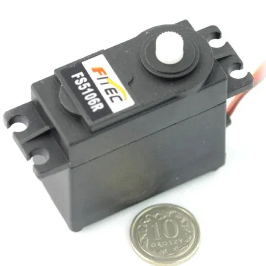 Аналоговый сервопривод 6V 6Kg FS5106R с шарикоподшипниками бессердечный двигатель Серводвигатель 360 градусов 0105 сек для привода мото-сервопривода