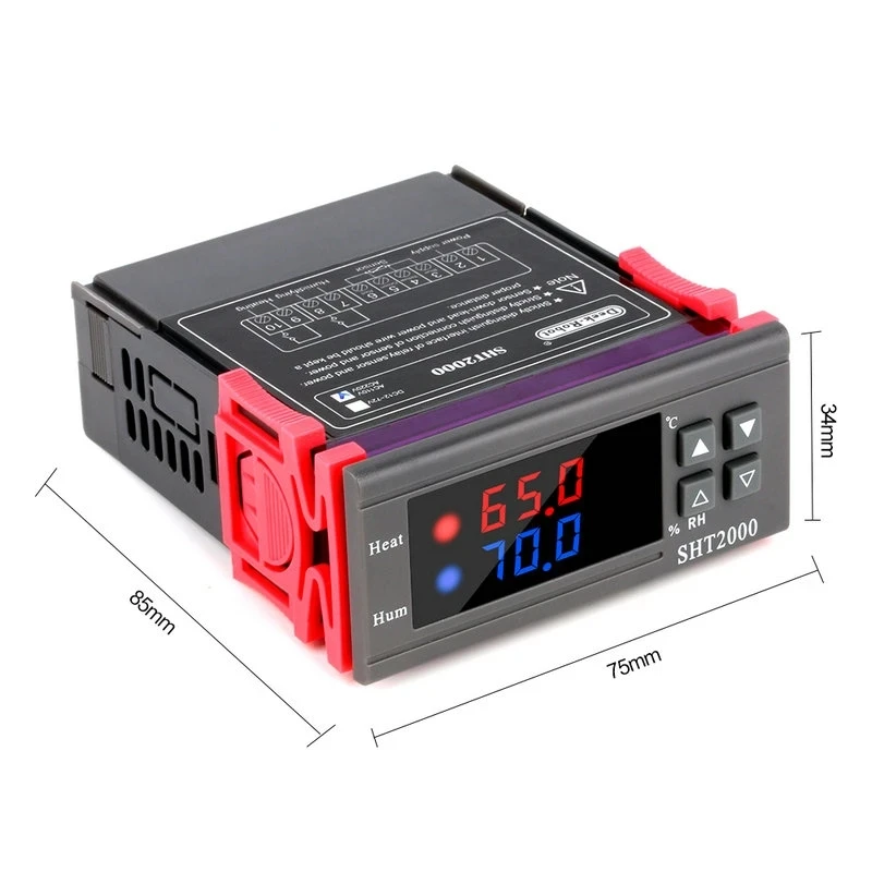SHT2000 Intelligent Digital Display Temperature and Humidity Controller Meter Sensor Relay 220V 110V Thermostat Heating Cooler