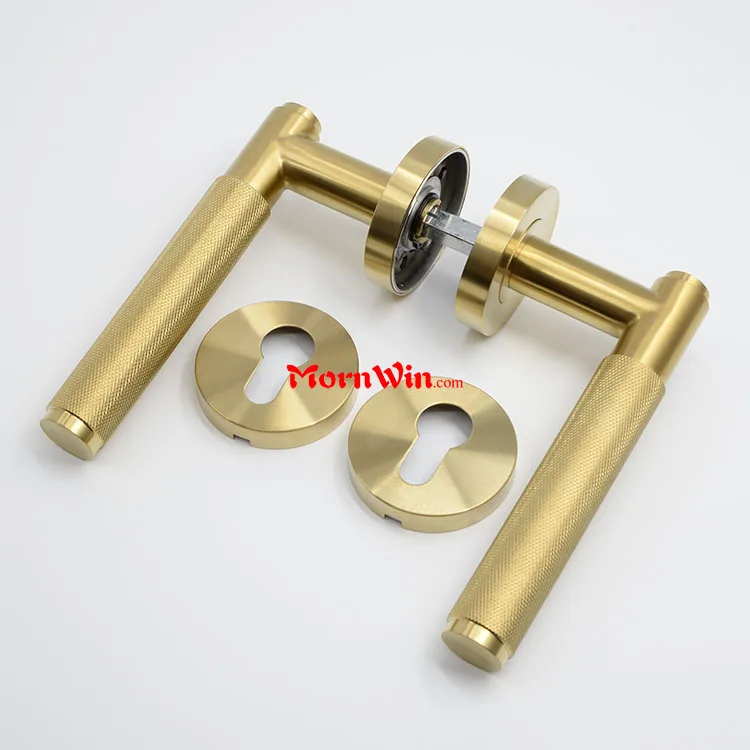 Modern Design Gold Stainless Steel Knurled Door Handle Window Handle for Hotel Interior for Bathroom and Villa Use