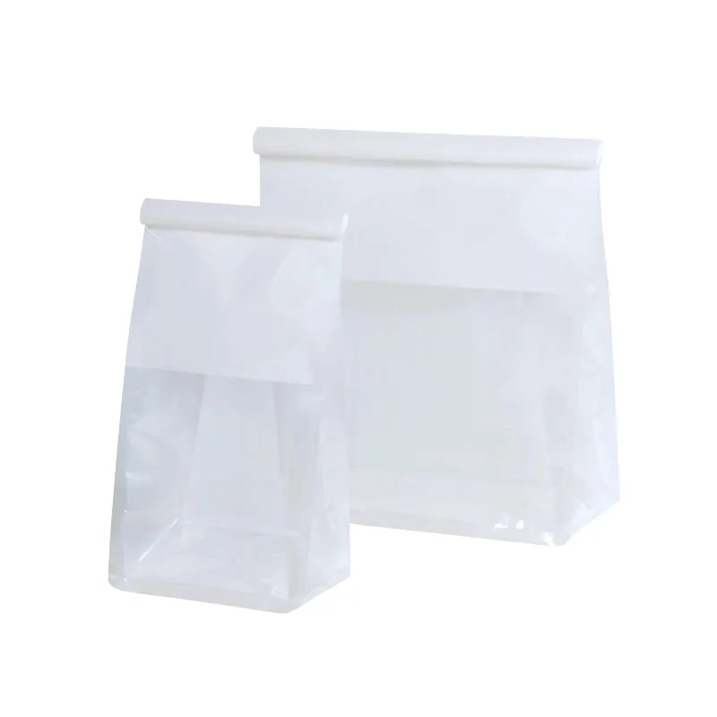 Disposable Iron Wire Sealing Open Window Plain Baking Bread Packing Kraft Paper Bag Pouch French Toast Packaging