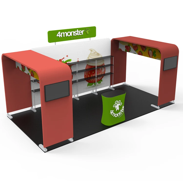 High Quality Portable Trade Fair Booth for Advertising Exhibition Booth with Tension Fabric & Shelves