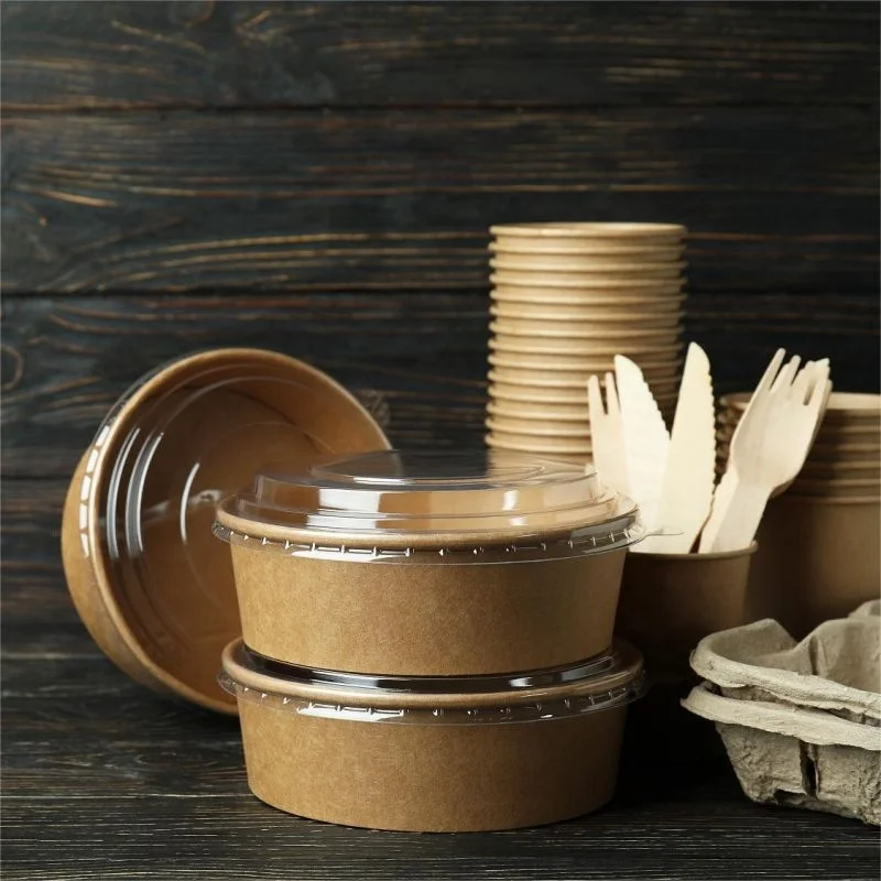 Disposable takeout packaging cup biodegradable soup ice cream snack porridge paper bowl food container with lids