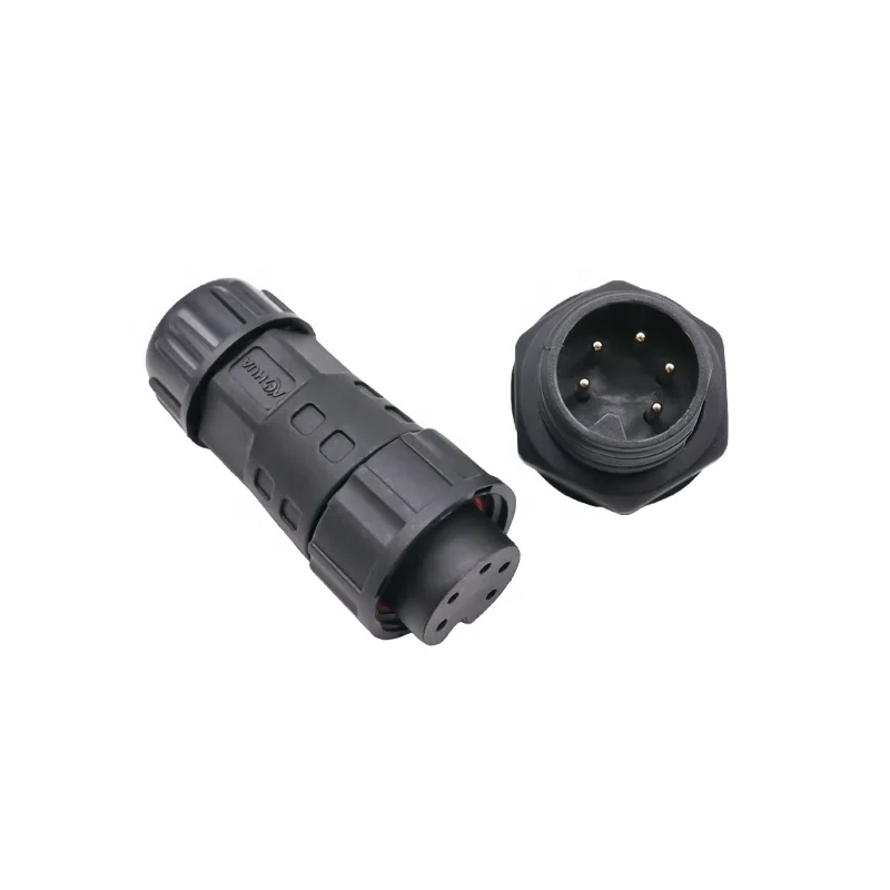 Nylon PA66 M20 5 Pin LED Power Cable Solder Type IP67/IP68 Waterproof Connector