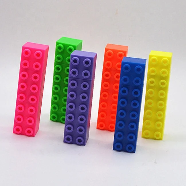 Children toy bricks color marker pen kids building block puzzle highlighter