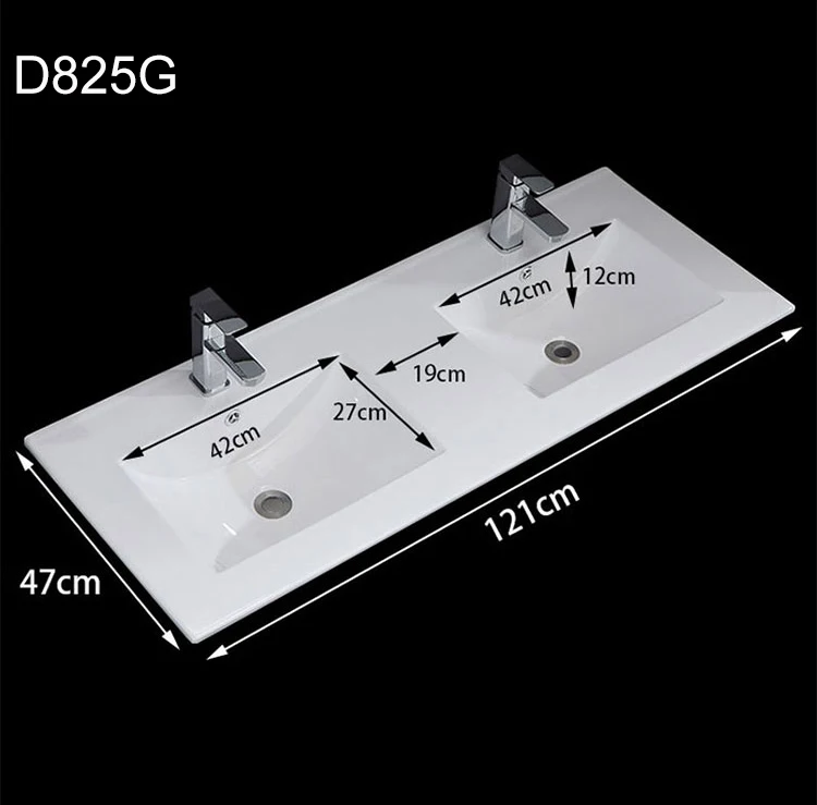 Modern White Ceramic Lavatory wash basin Rectangle Thin Edge Vanity Top Single Cabinet Bathroom Sink