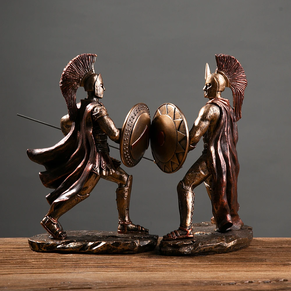 Armor Warrior Resin Figure Statue Medieval Knight Resin Sculpture Statue human statue sculpture  Warrior With Axe Shield  Armor