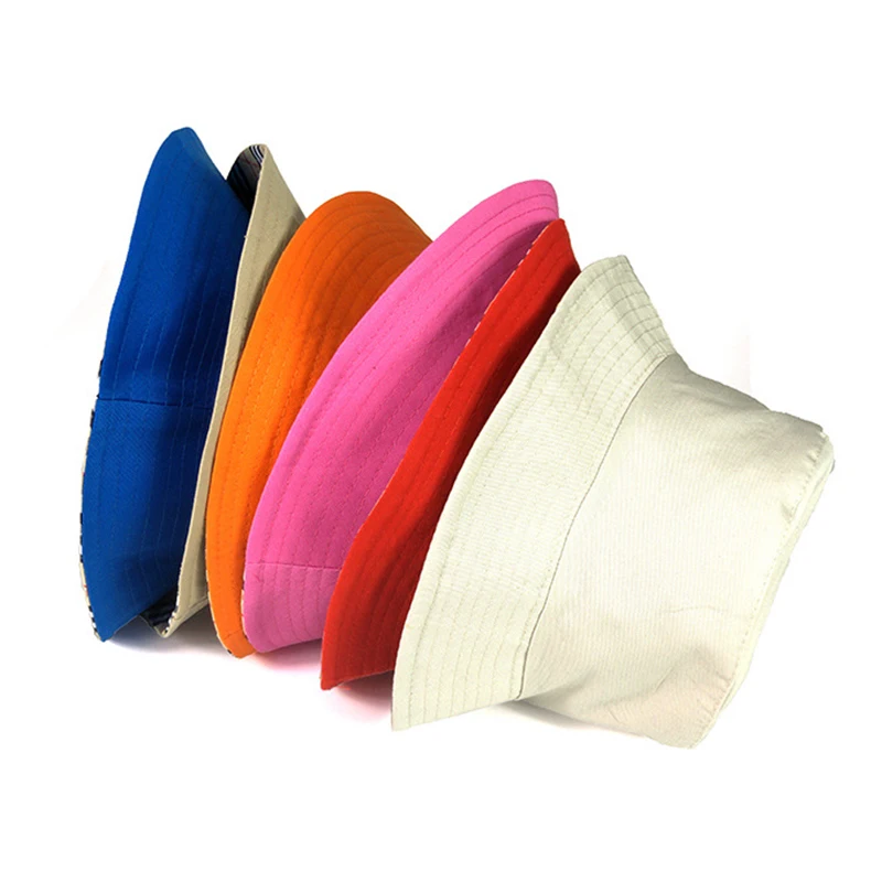 Solid Color Custom Embroidery Logo Cotton Wide Brim Fisherman Caps Blank Custom Plain 15 Colors Black White Bucket Hats for kids