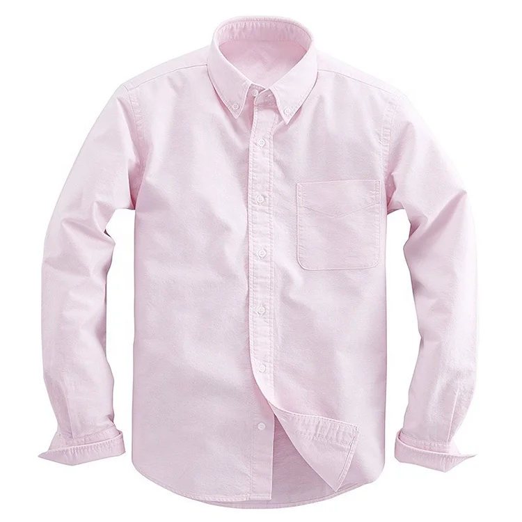 Cotton Oxford Long Sleeve Shirt with Pocket for Mens