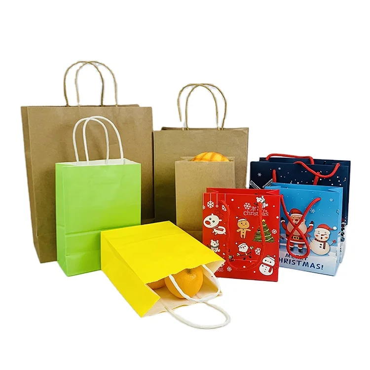 Without handle or with handles good quality shopping bags boba tea custom logo size kraft package paper bag for cup