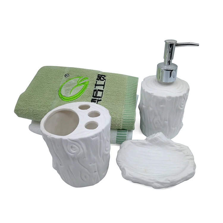 
Home Accessories Bathroom Four-Piece Set White Ceramics Liquid Soap Bathroom Luxury Accessories Set 