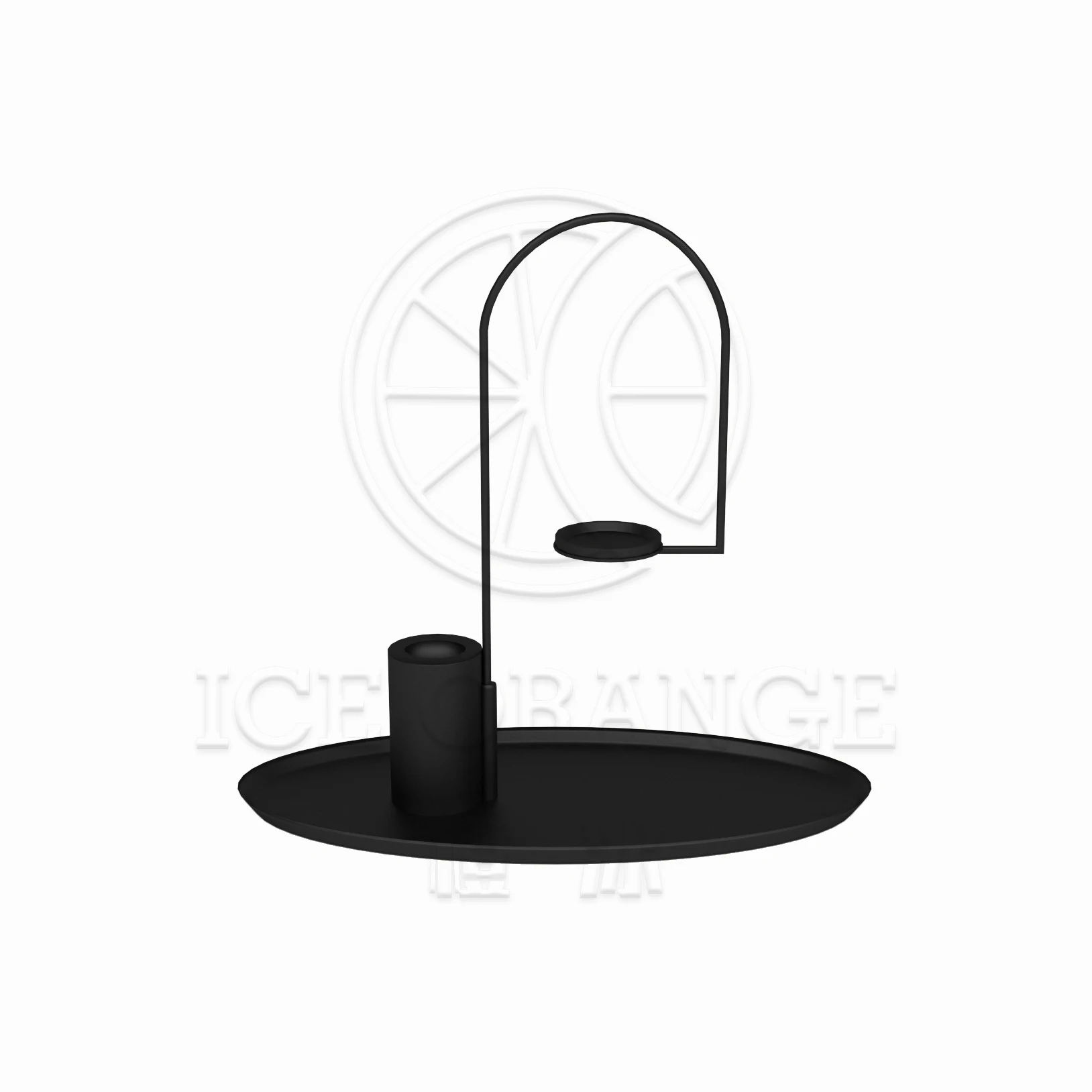 2023 New Matte Black iron Minimalist Line Candle Holder with Tray for Atmosphere Escalation