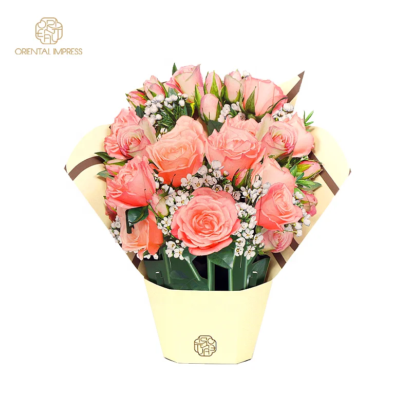 2022 Large Size 3D Floral Greeting Card Flower Bouquet Ornaments 3D Rose Pop Up Cards