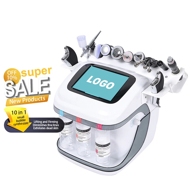 Portable 10 In 1 Dermabrasion Machine H2o2 Oxygen Jet Peeling Skin Massage Blackhead Removal Facial Diamond Micro  Machine