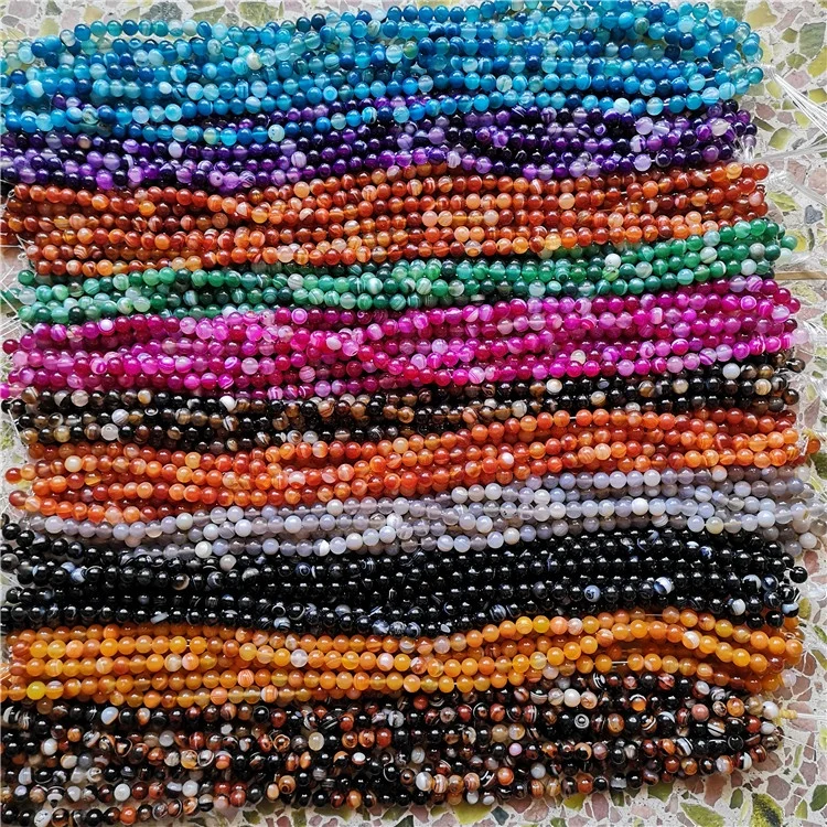 8mm Colorful Stripe Agate Beads Round Loose Beads