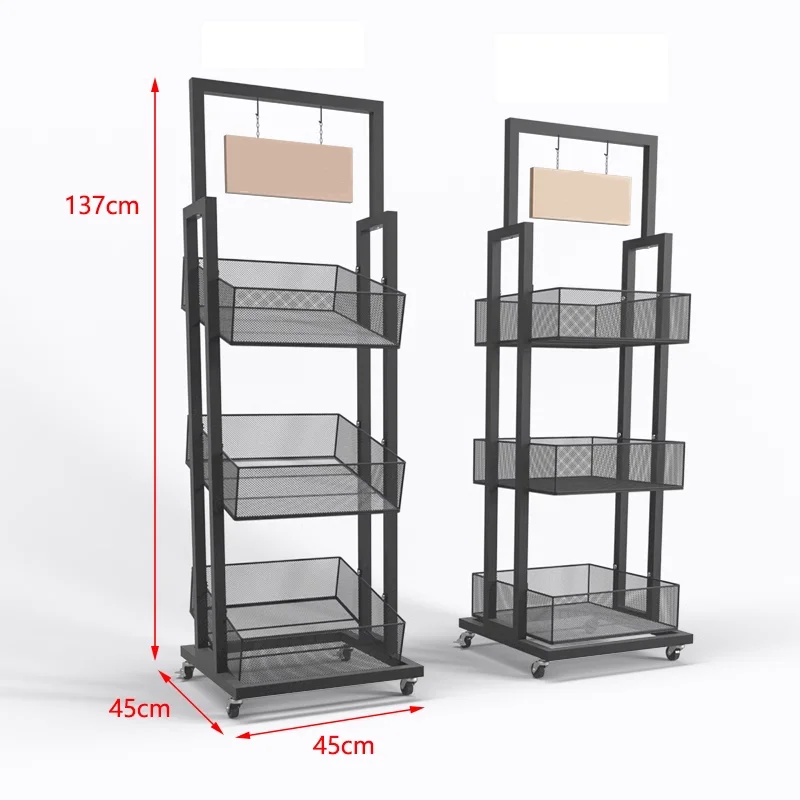 Customized Snacks Drink Toys Multi-layer Mobile Supermarket Shelf Display Rack