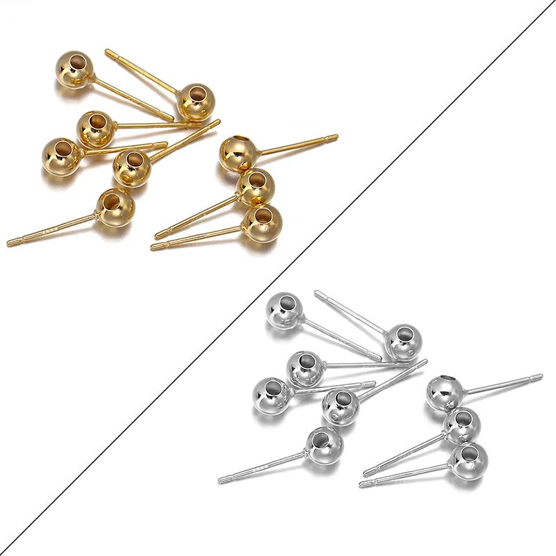 Лидер продаж от производителя S925 наборе серебристых спиц из круглого бисера серьги diy ручной работы аксессуары 10 шт./пакет Пуссеты