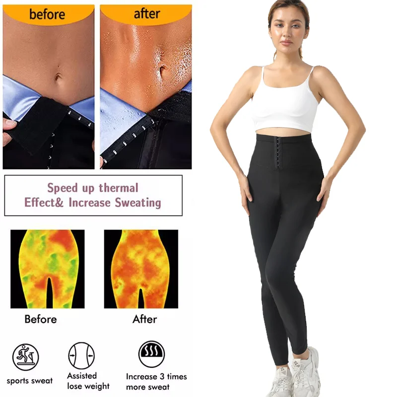 Sauna Leggings for Women Sauna Pants With Waist Trainer High Waist Compression Leggings Hot Thermos Pants for Workout