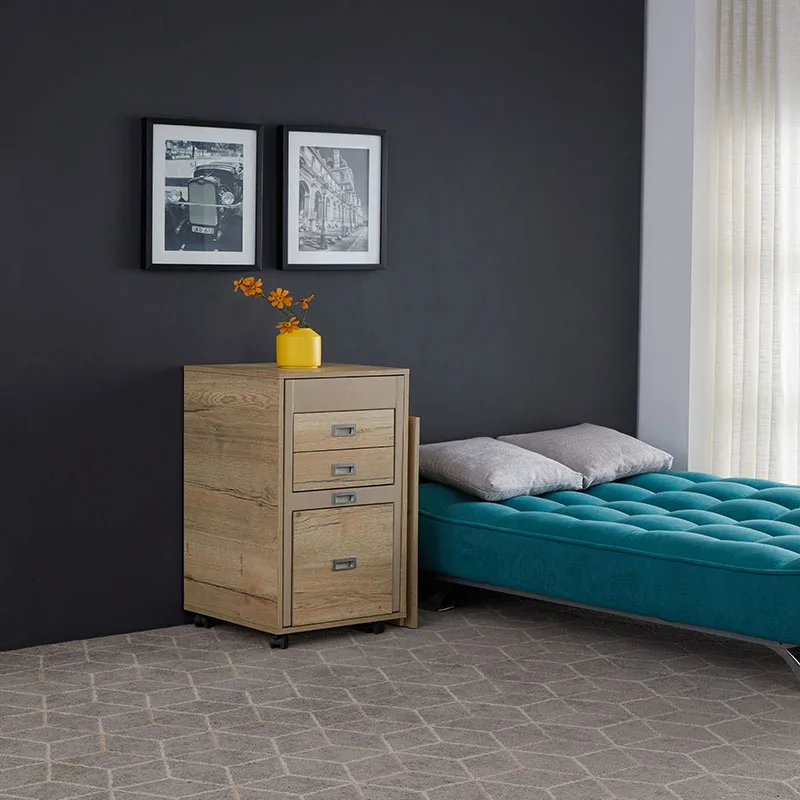 Creative Living Room Transformable Mobile Cabinet With Folding Wood Table For Apartments