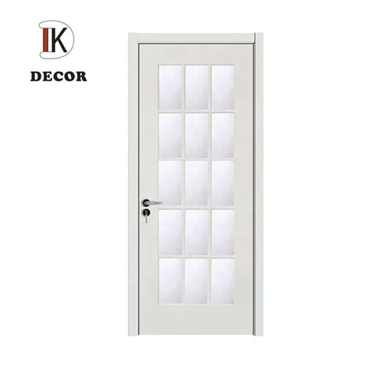 Door Decor Interior Wooden Custom French Design Pre Hung Glass Wood Oil Sand Glass Aluminum Door Graphic Design Modern Solid