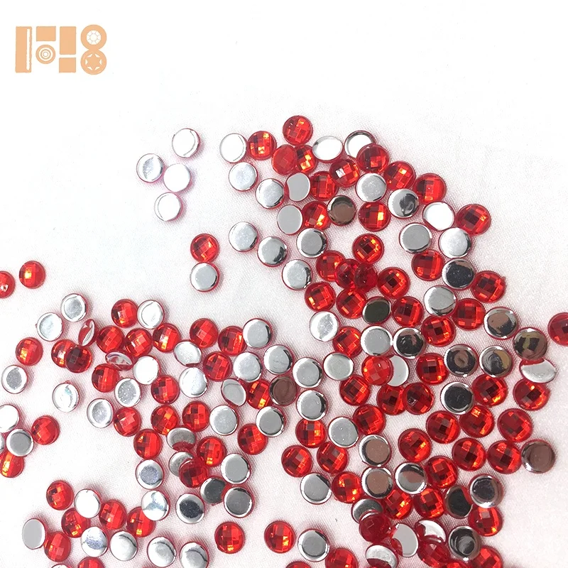 6mm Red Color Bulk Acrylic Rhinestone in Sew on Setting