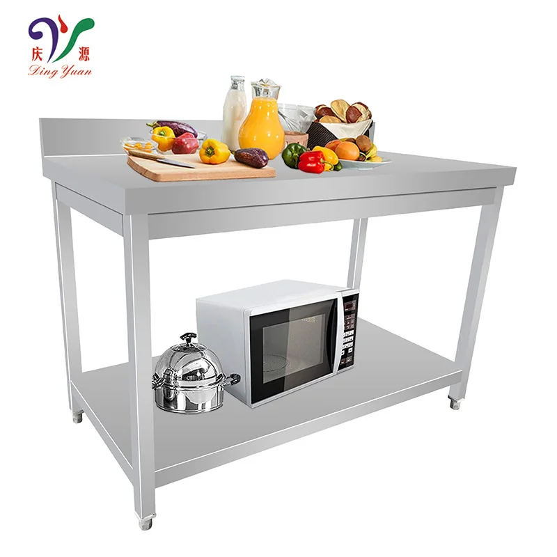 factory oem adjustable high wide multilayer commercial stainless steel workbench kitchen mobile work tables stations with shelf