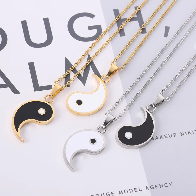 Hot selling stainless steel yin  yang necklace men and women gossip pendant couple necklace personality Tai Chi necklace